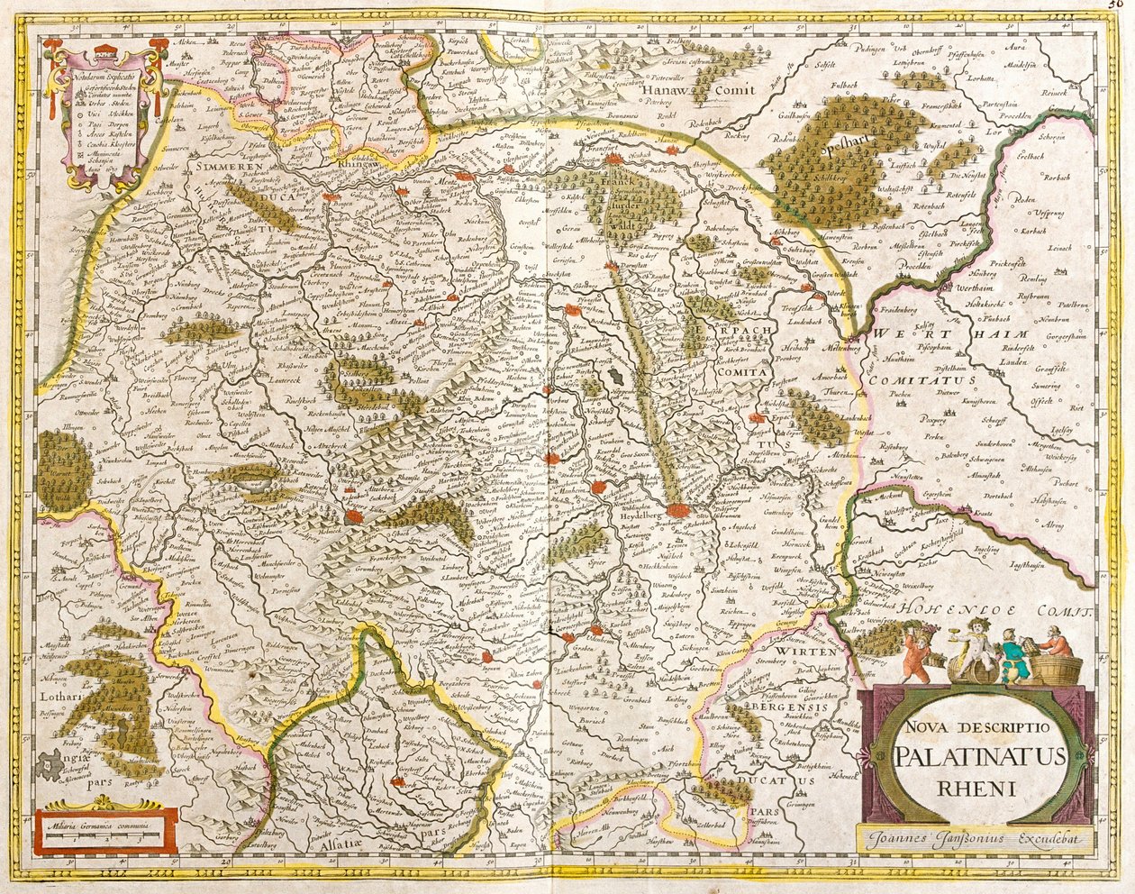 Kort over Pfalz Rhenan (Tyskland) (radering af Frederick de Wit