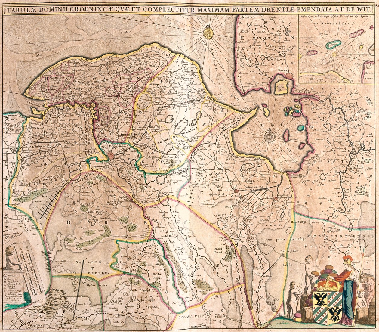 Kort over provinsen Groningen (Holland) (radering af Frederick de Wit