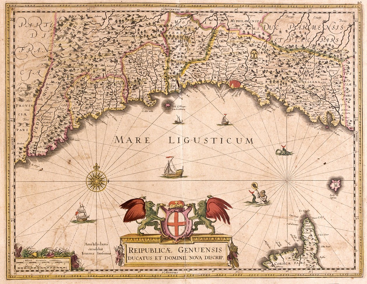 Kort over Republikken Genes (Italien) (radering af Frederick de Wit