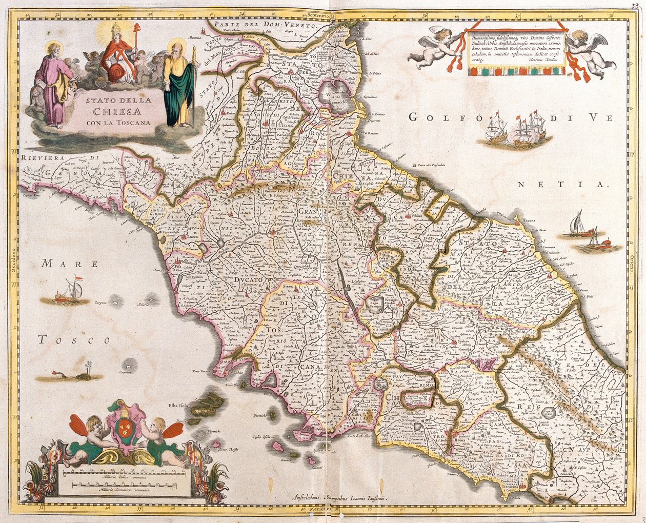 Kort over kirkens stater i Toscana (Italien) (radering af Frederick de Wit