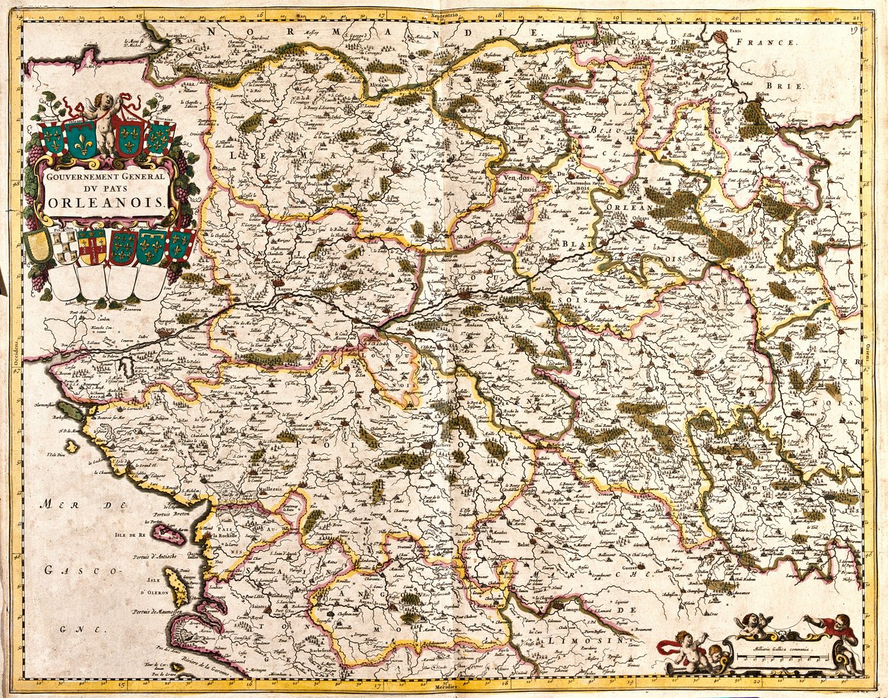 Kort over den generelle regering i Orlean-landet (Frankrig) (radering af Frederick de Wit