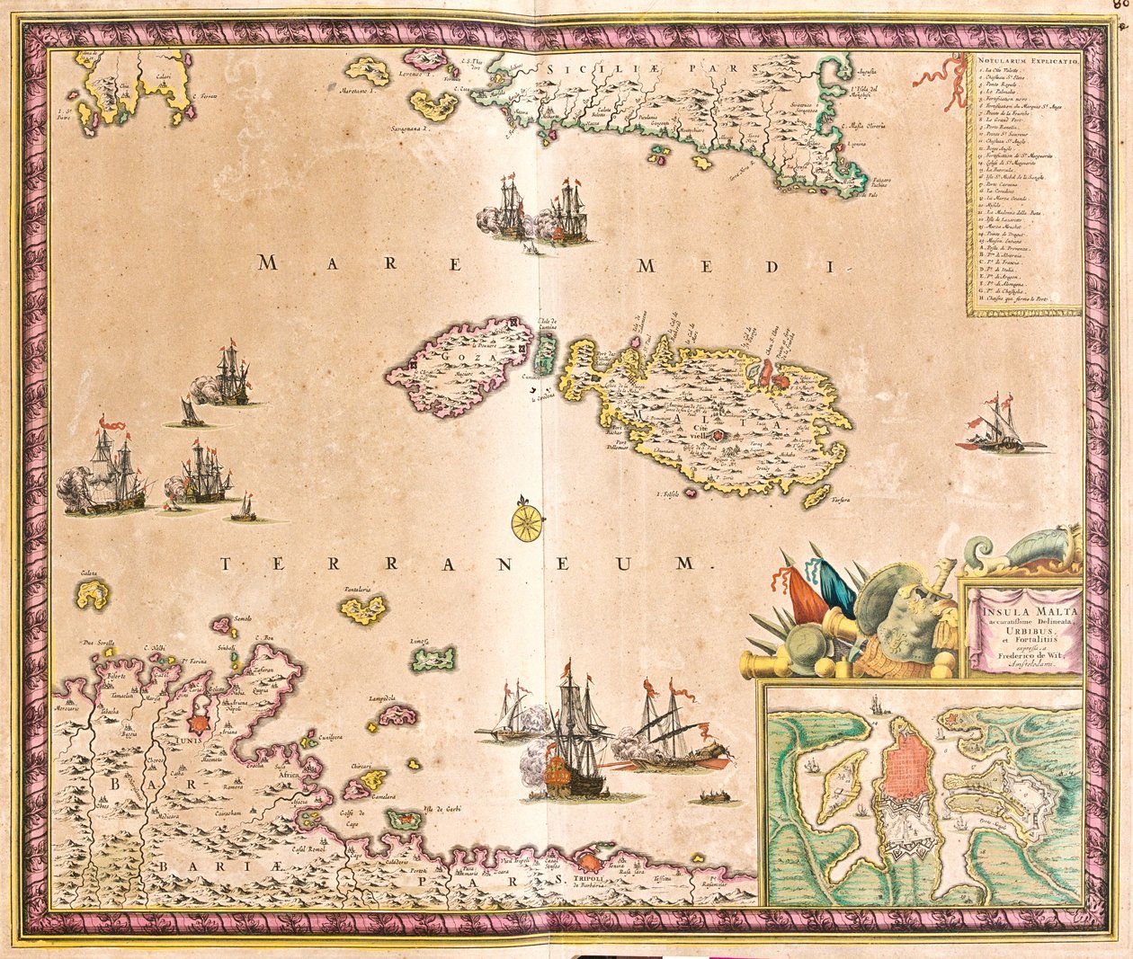 Kort over øen Malta (radering af Frederick de Wit