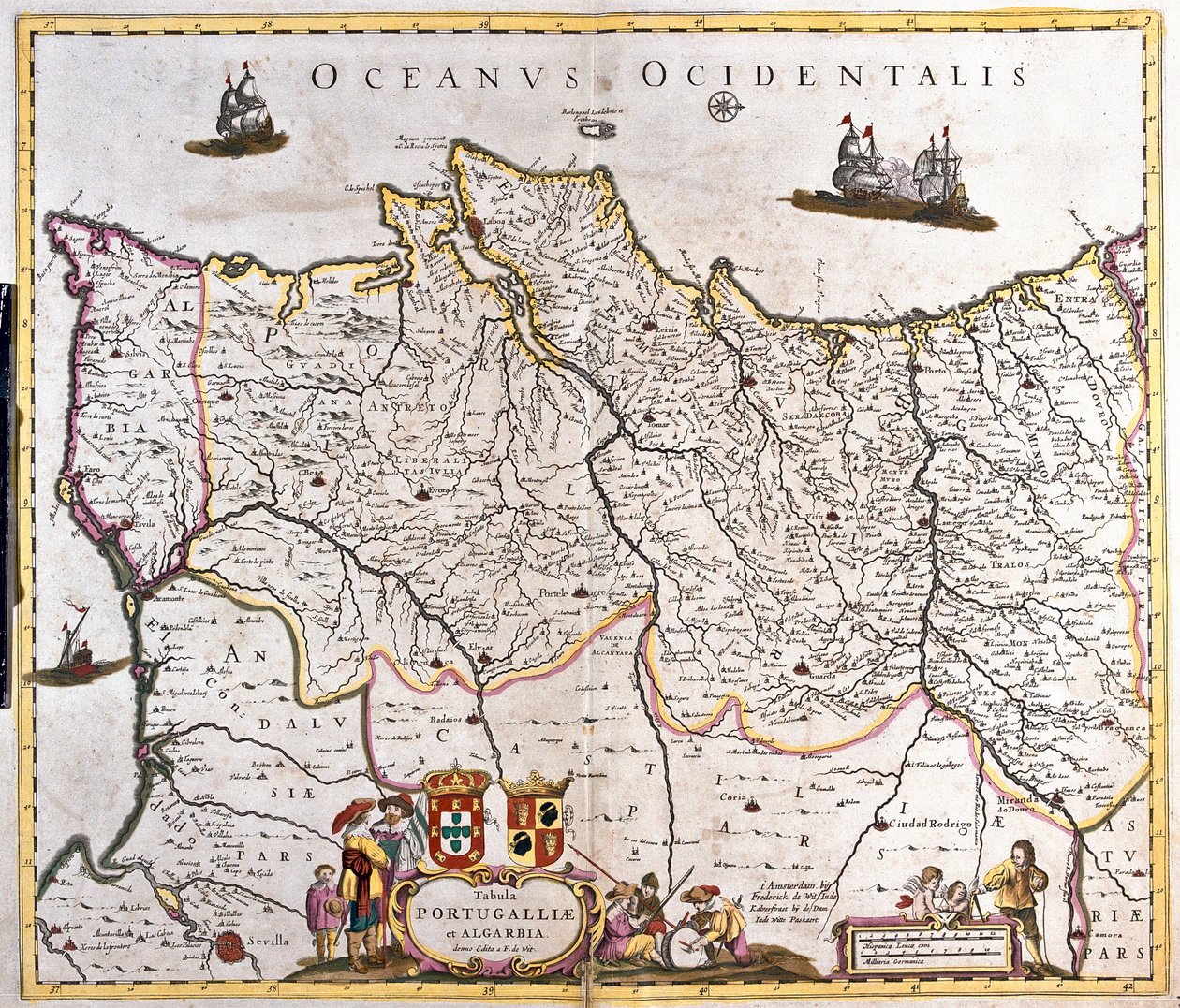 Kort over kongerigerne i Portugal og Algarve (radering af Frederick de Wit