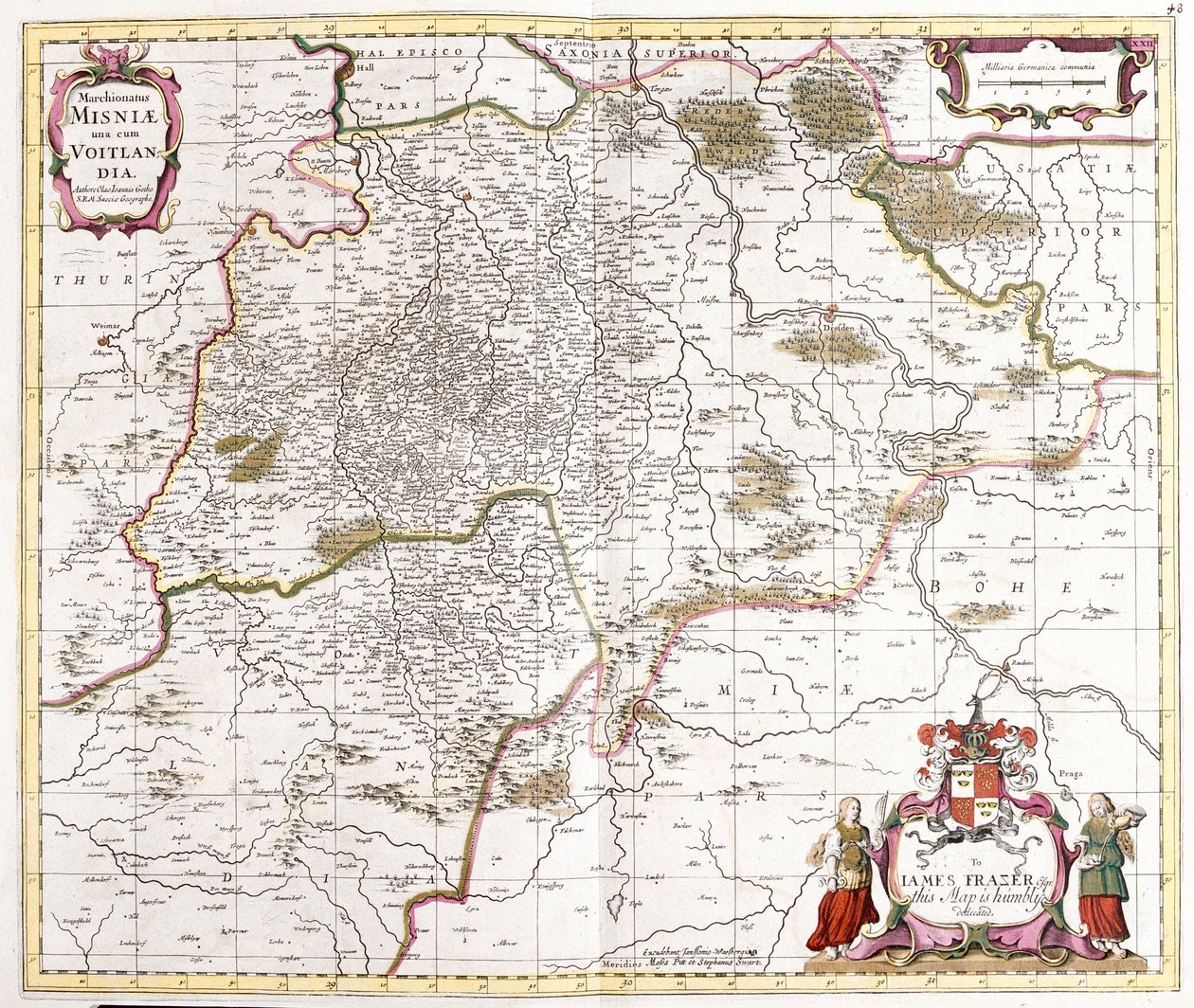 Kort over march (margraviate) af Misnie (Tyskland) (radering af Frederick de Wit