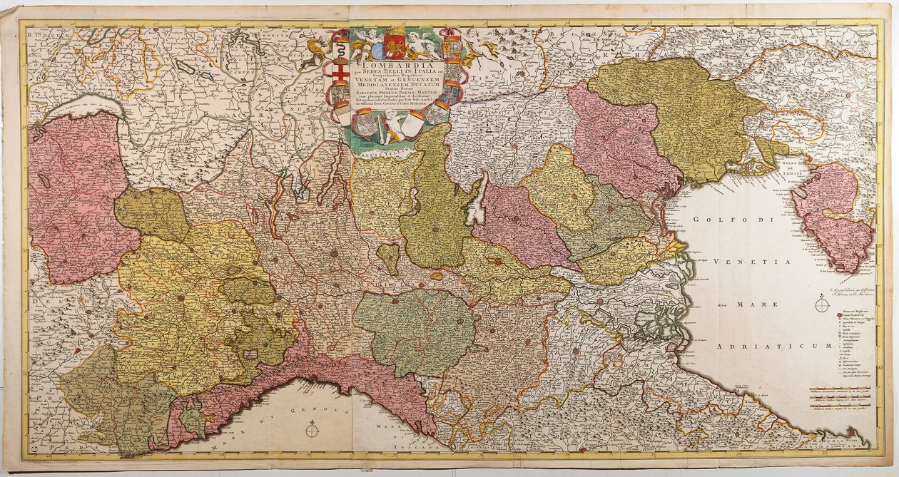 Norditalien. Kort af Frederik de Wit, Amsterdam, Kobberstik. 1705 af Frederick de Wit