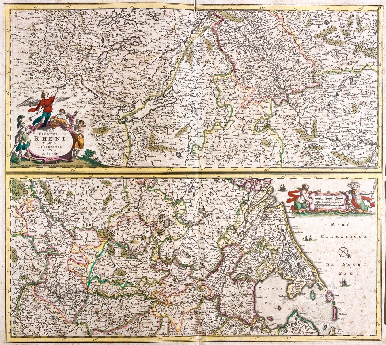 Floden Rhinens forløb af Frederick de Wit