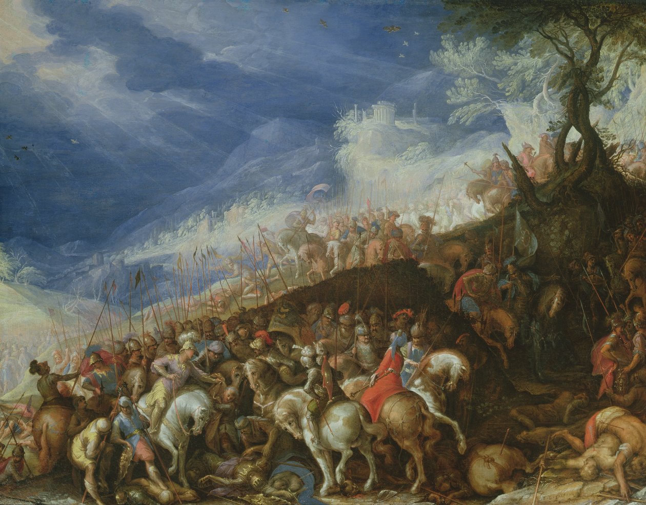 Alexander den Store og hans kaptajner genvinder kejser Darius af Frederick van Valkenborch
