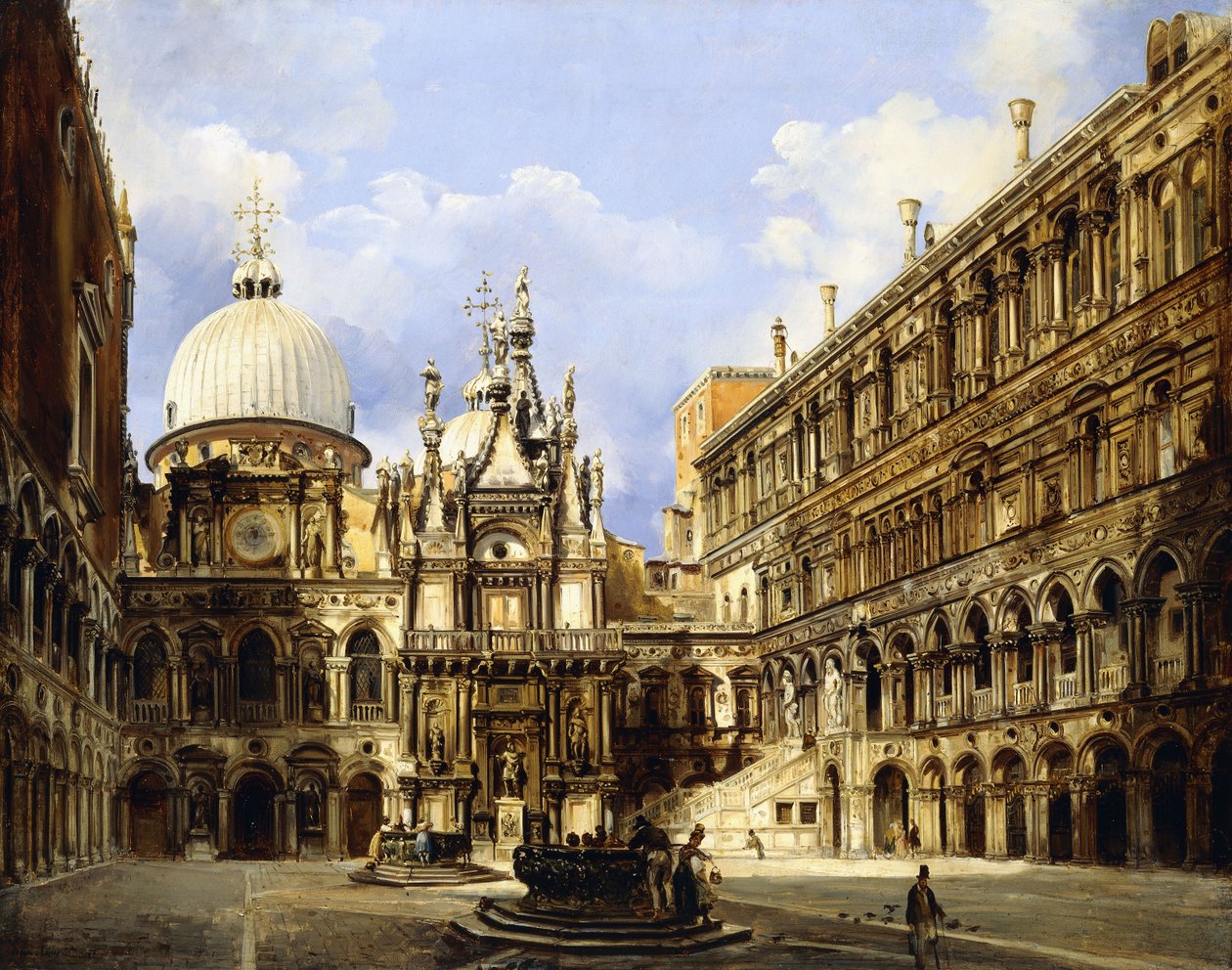 Dogepaladsets gårdhave, Venedig, 1841 af Frederico Moja