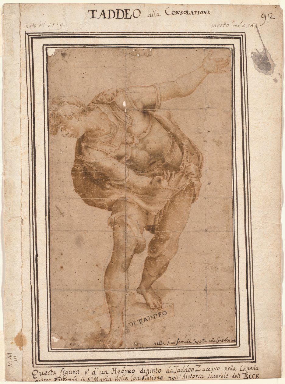 Un Hebreo, from Christ Shown to the People recto, Design for a Wall Decoration...verso. af Frederico Zuccaro