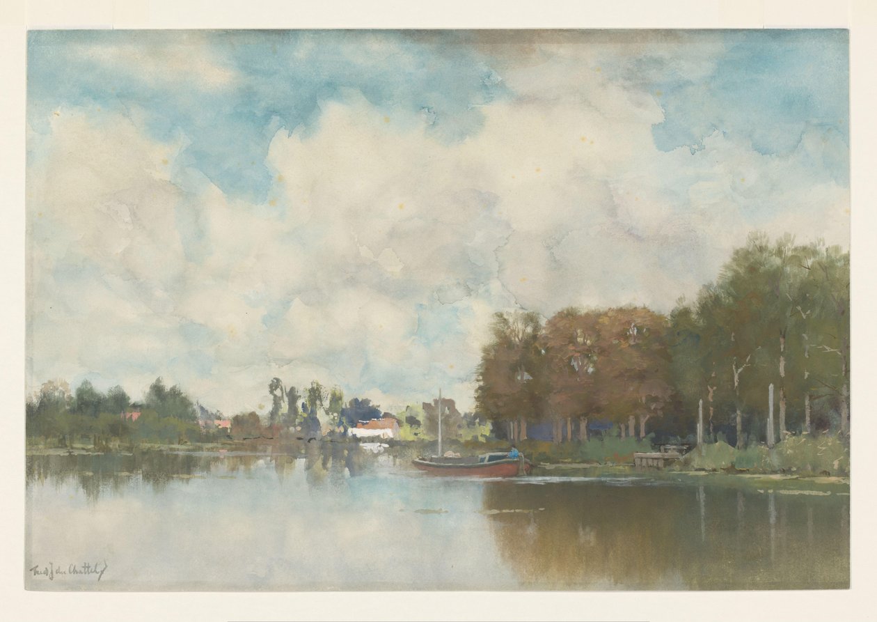 hollandsk kanal af Fredericus Jacobus van Rossum du Chattel (signed by artist)