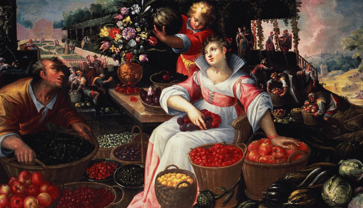 Frugtmarked (sommer), 1590 af Frederik Valckenborch