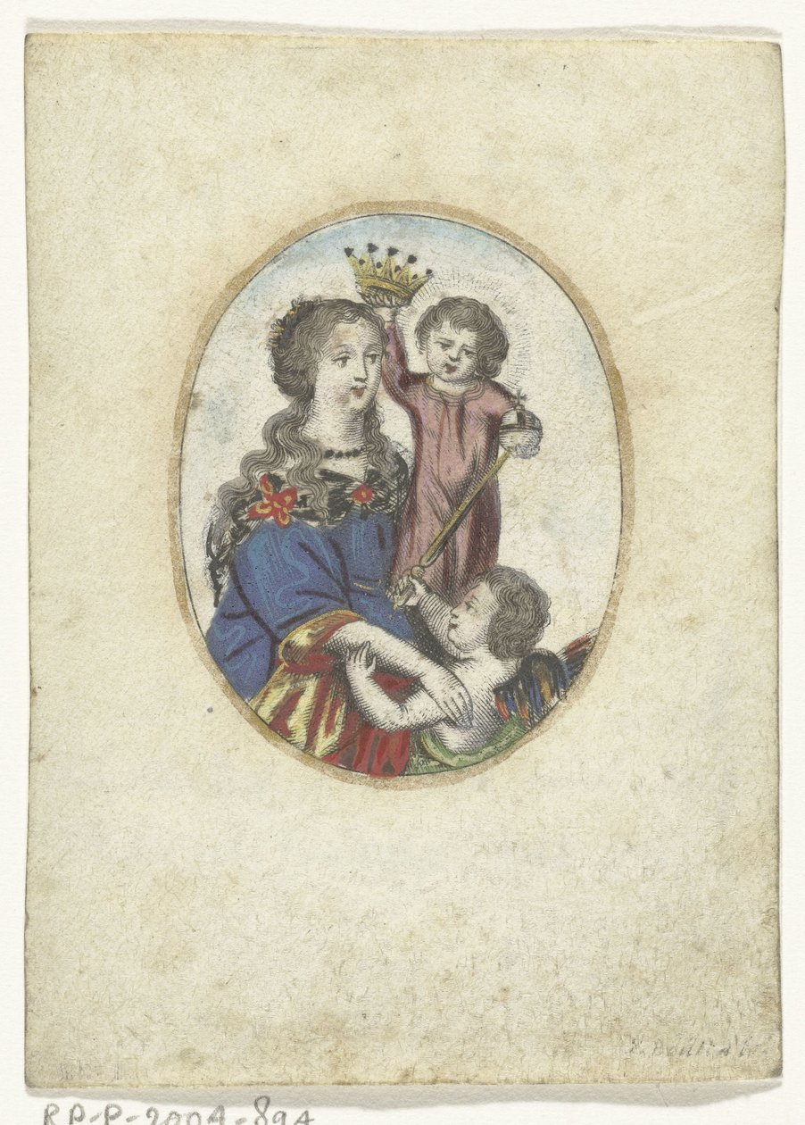 Madonna med barn og engel i oval af Frederik Bouttats (de Jonge) (attributed to)