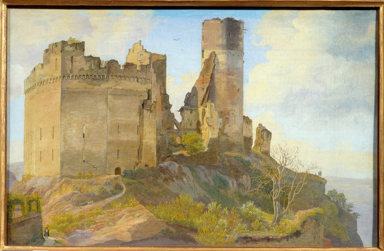 Udsigt over ruinerne af Schönburg Slot nær Oberwesel ved Rhinen i Tyskland Maleri af Frederik Hansen Sodring (1809-1862) af Frederik Hansen Sodring