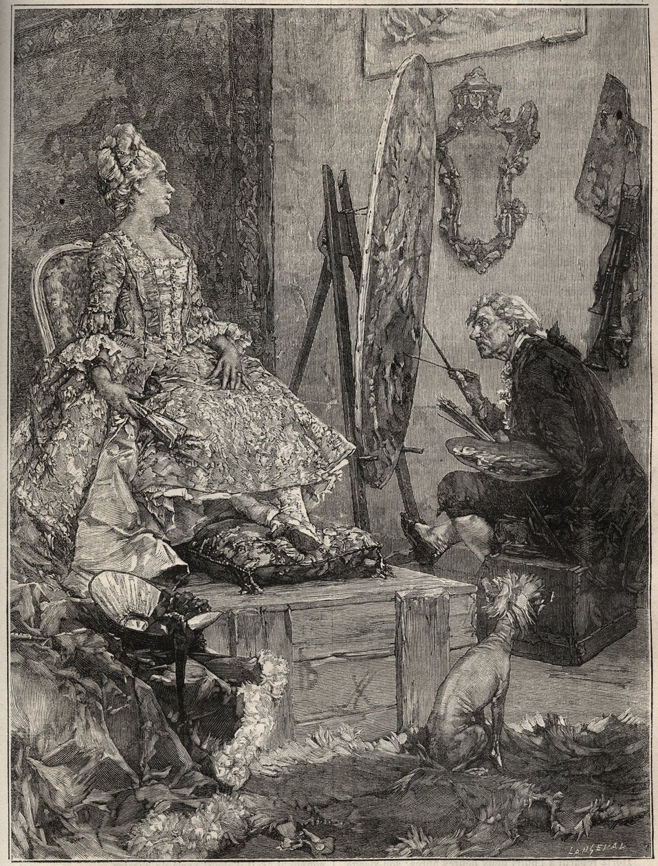 Francois Boucher (1703-1770) maler portrættet af Jeanne Antoinette Poisson, Marquise af Pompadour (kendt som Madame de Pompadour af Frederik Hendrik (after) Kaemmerer