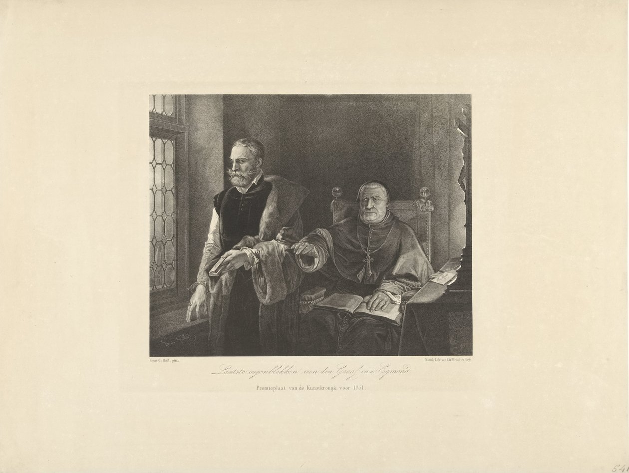 Egmonds sidste øjeblikke i hans celle, 1568 Greven af ​​Egmonds sidste øjeblikke (titel på objekt) af Frederik Hendrik Weissenbruch (possibly)