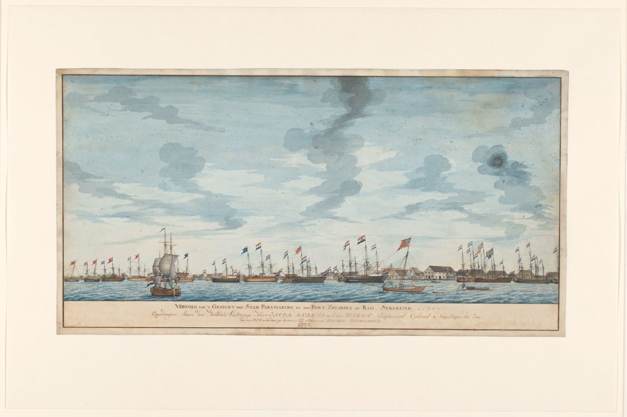 Udsigt over byen Paramaribo af Frederik Jägerschiöld (signed by artist)