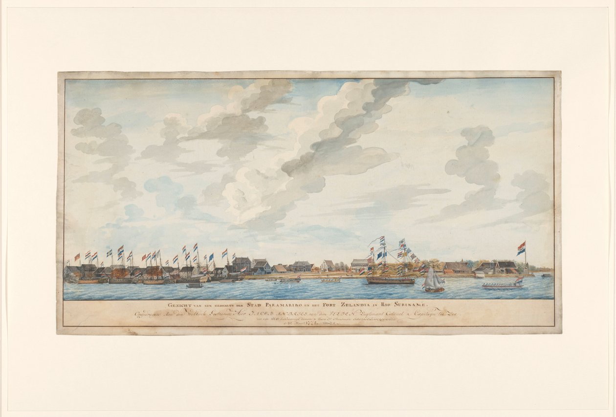 Udsigt over byen Paramaribo og Fort Zeelandia af Frederik Jägerschiöld (signed by artist)