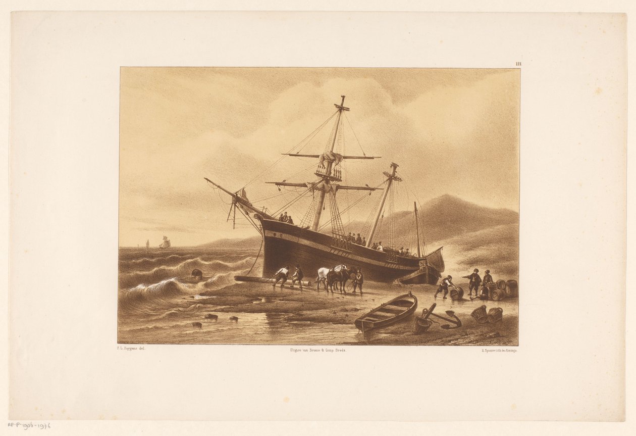 Strandet skib af Frederik Lodewijk Huygens