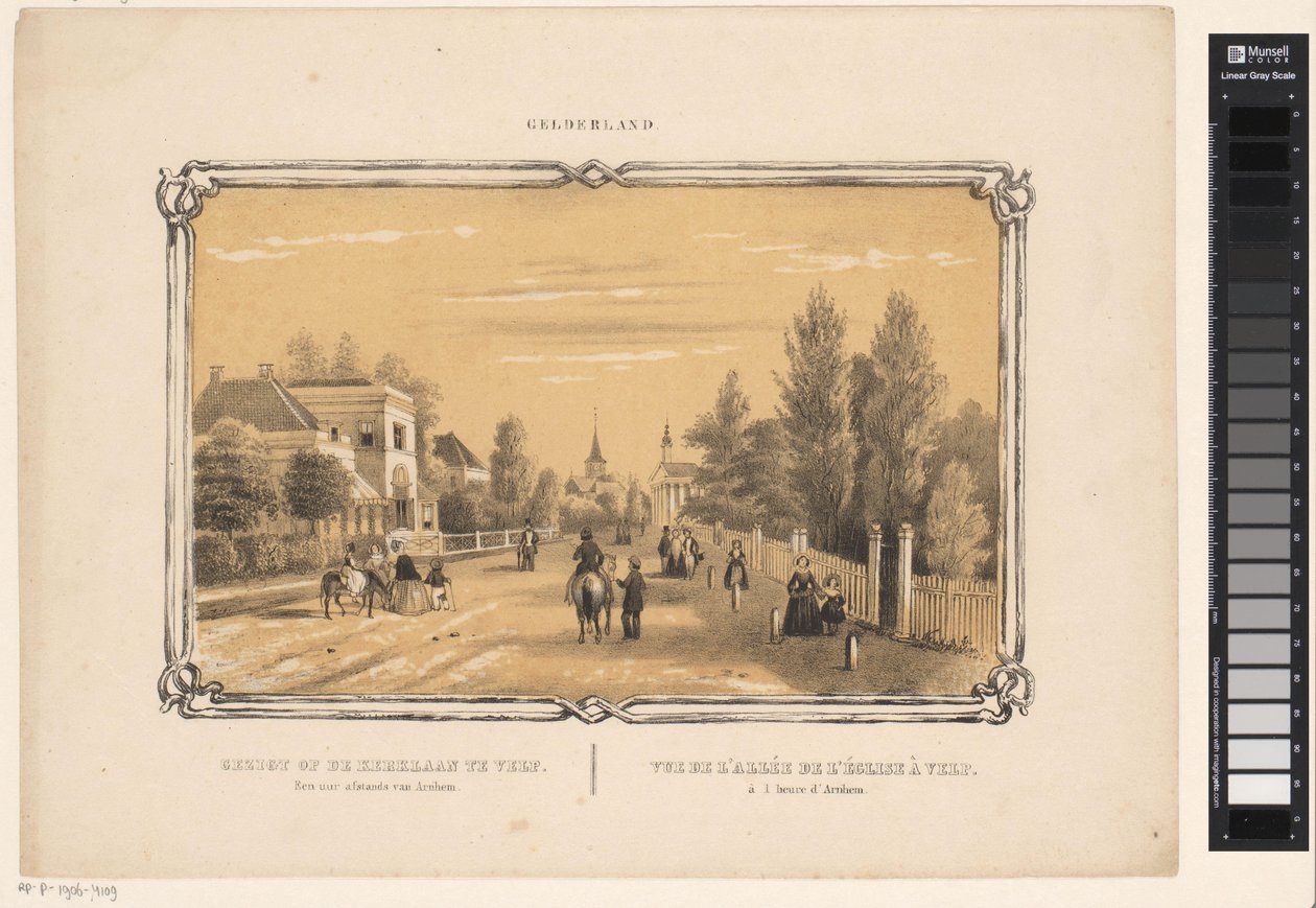 Kirke allé i Velp Set på Kerklaan i Velp. En time væk fra Arnhem (titel på objekt) Gelderland (serietitel på objekt) af Frederik Lodewijk Huygens
