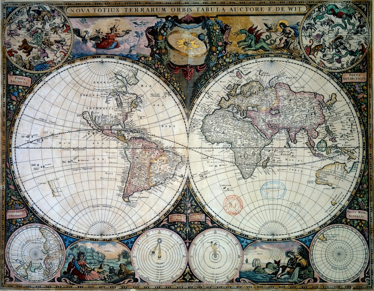 Planisphere af Frederic de Witt (1600-tallet) (ec.holl.) 1660 Paris, B.N. af Frederik de (after) Wit