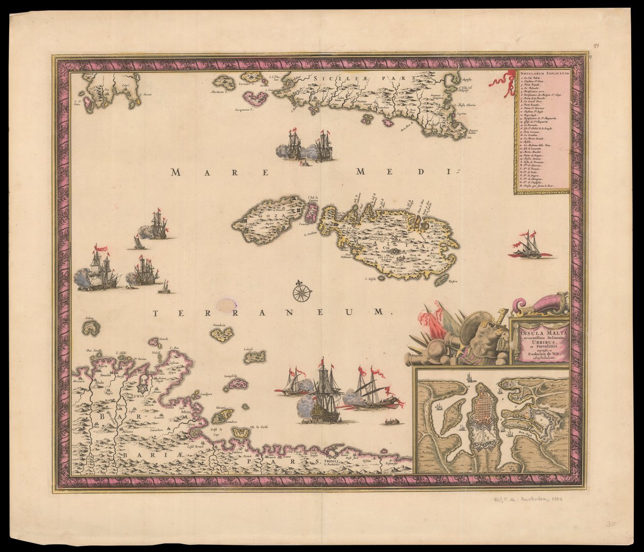 Insula Malta accuratißime Delineata Urbibus et Fortalitiis expressa af Frederik de Wit