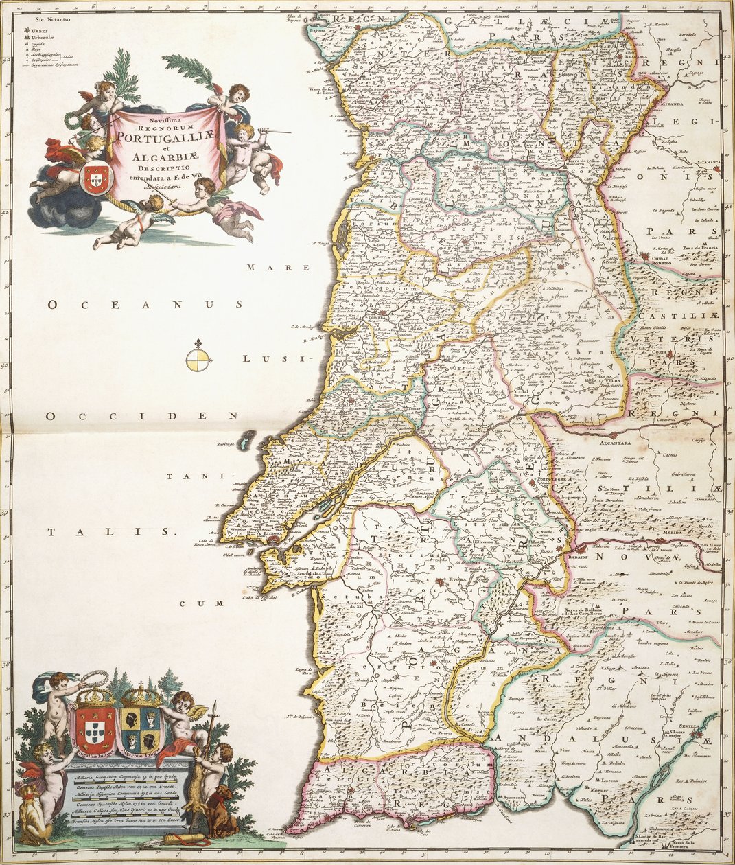 Kort, der viser Portugal, ca. 1680 af Frederik de Wit