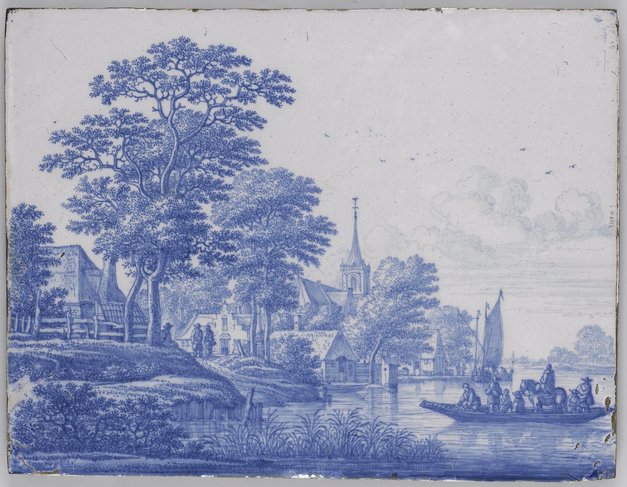 Rektangulær plakette med flodlandskab af Frederik van Frytom (attributed to)