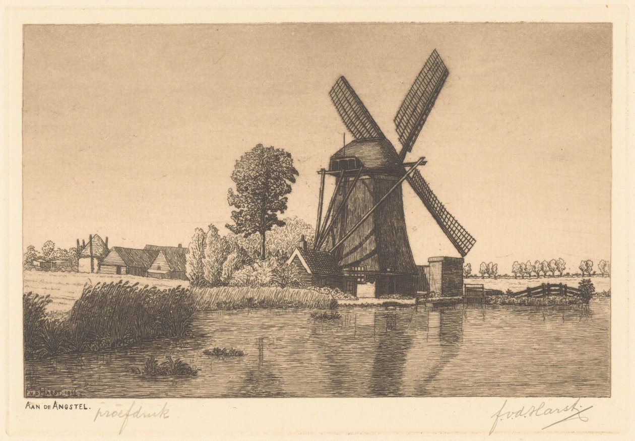 At the Fear (original titel på objektet) af Frederik van der Harst (signed by artist)