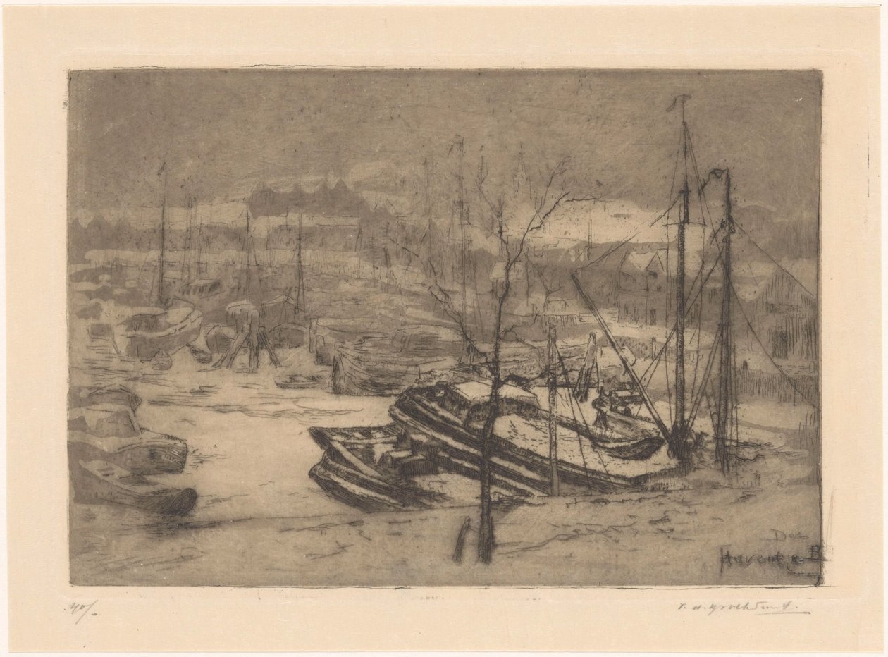Haventje (original titel på objektet) af Frederika Henriëtte Broeksmit (signed by artist)