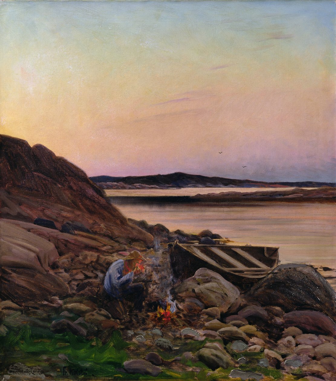 Aftenatmosfære (olie på lærred) af Fredrik Kolstoe