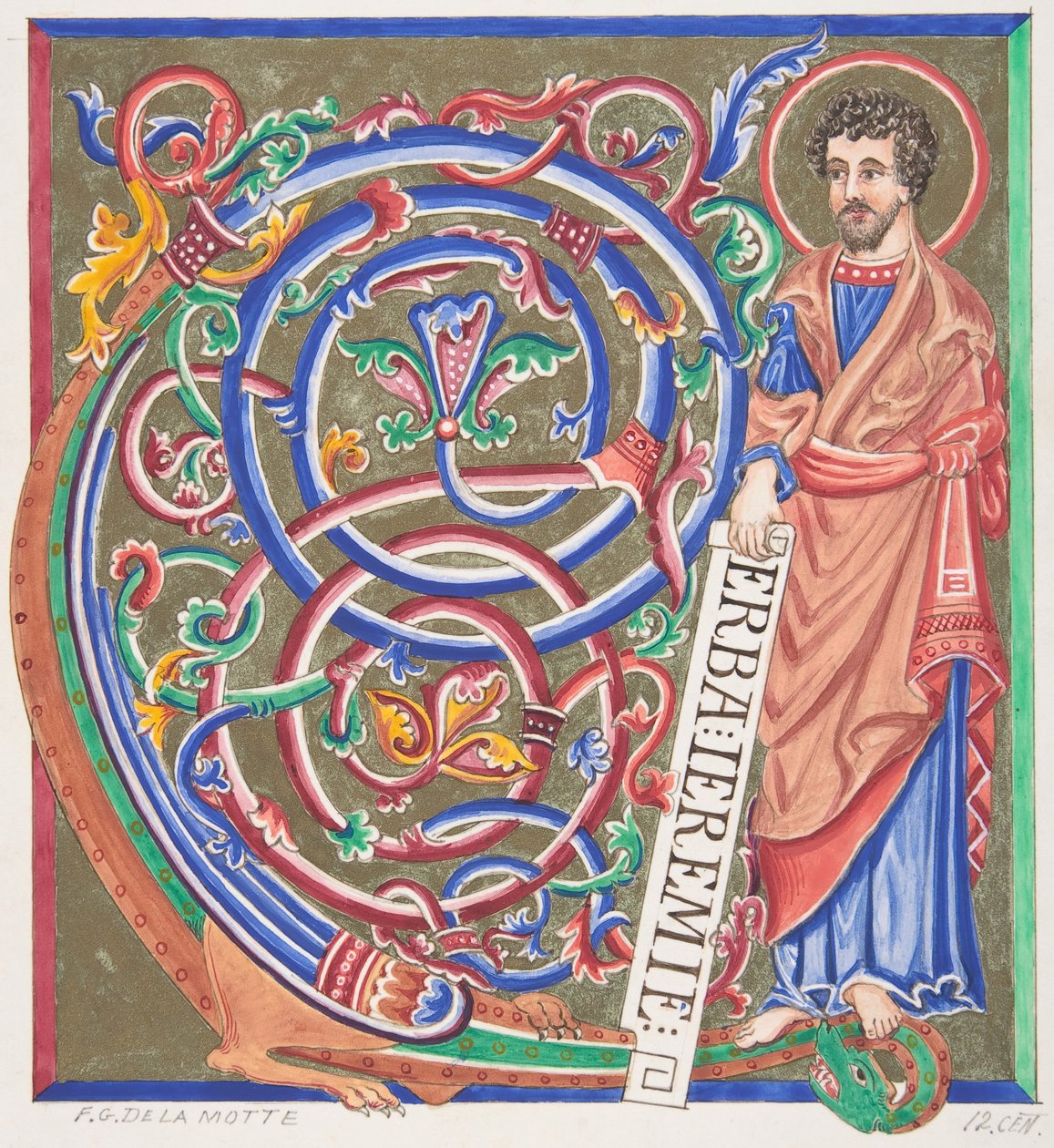 Illuminated Initial and Saint, 1830-62. af Freeman Gage Delamotte