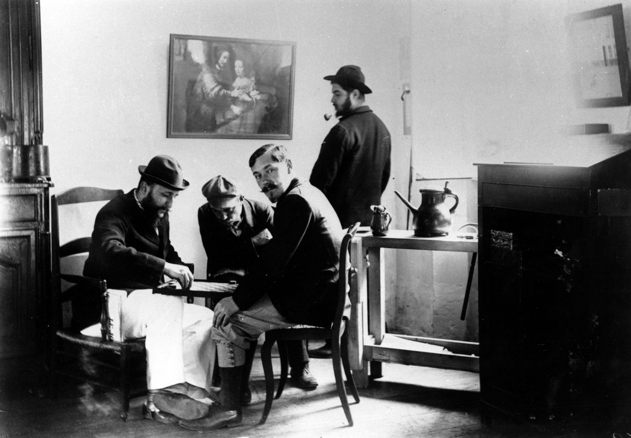 Et spil med udkast på Le Relais, hjemsted for familien Natanson i Villeneuve-sur-Yonne, ca. 1899 af French Photographer