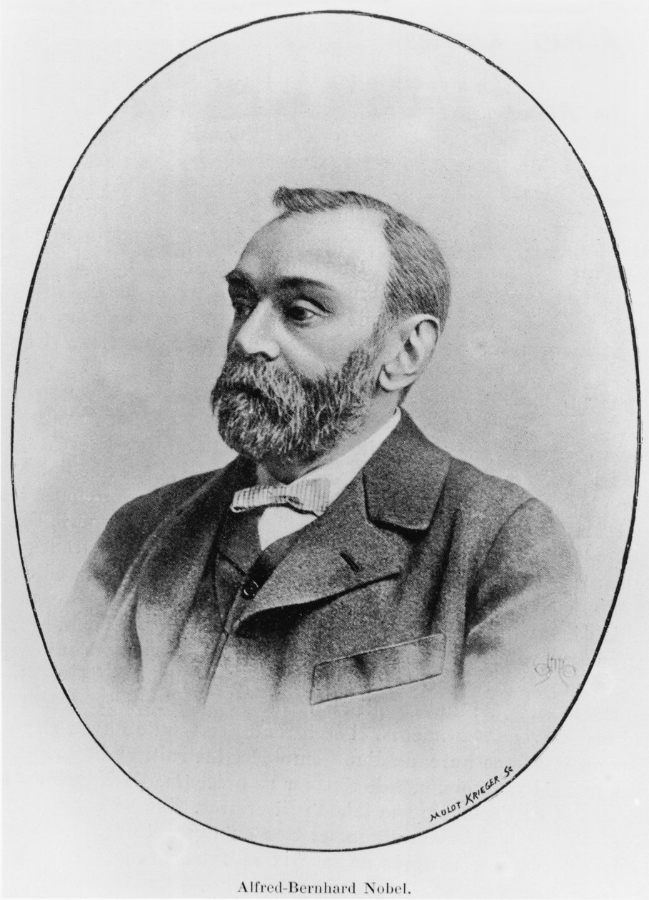 Alfred Nobel (1833-96) illustration fra La Revue Illustre, 1902 (photolitho) af French Photographer