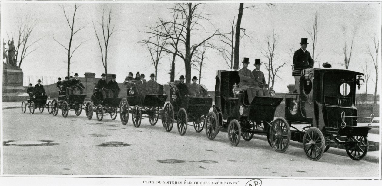 Amerikanske elbiler i Paris, ca. 1900 af French Photographer