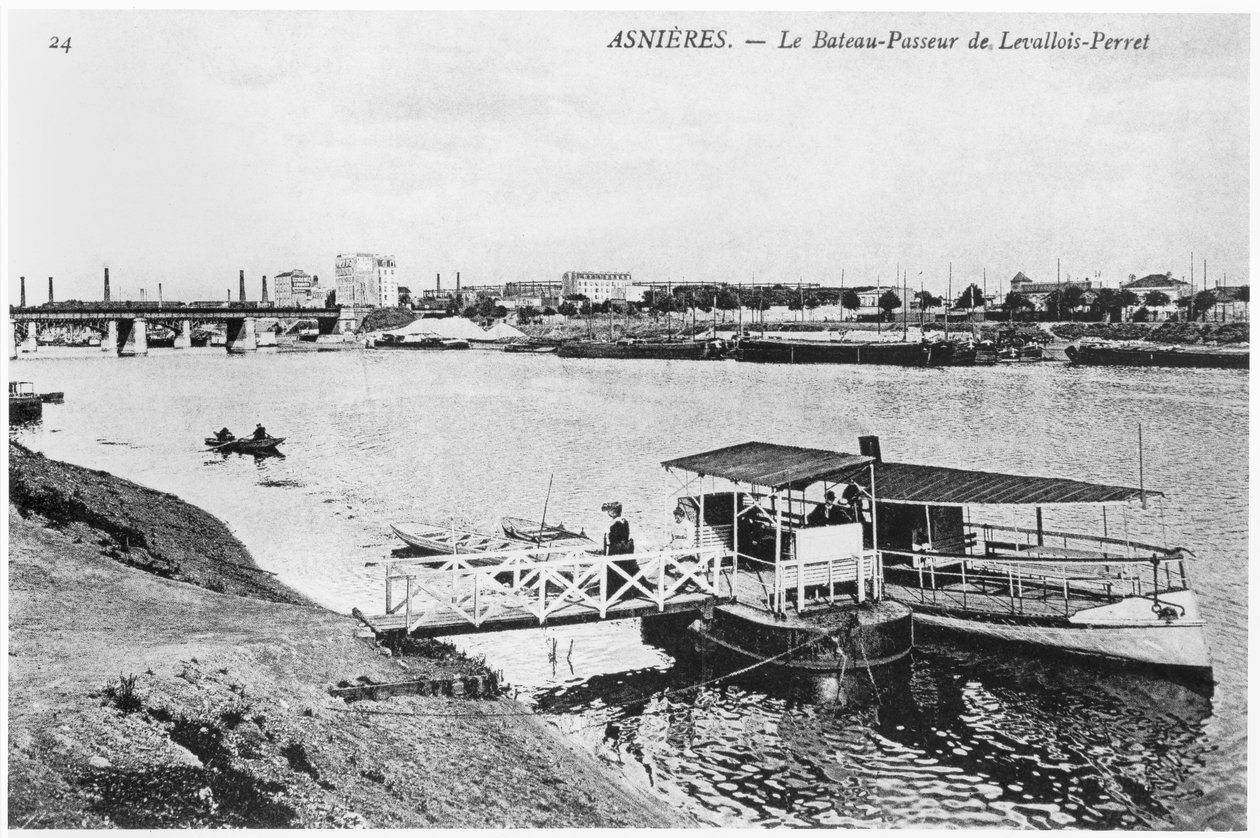 Asnieres, færgen ved Levallois-Perret, ca.1900 af French Photographer