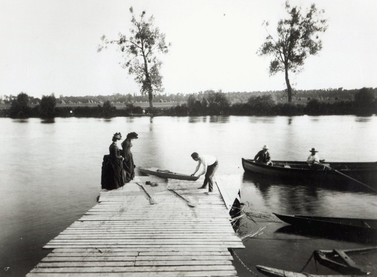 Sejlsportsscene i området ved Ile-de-France, ca. 1880 af French Photographer