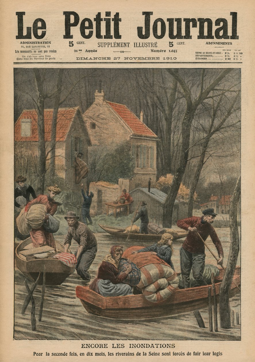 Oversvømmelser igen, illustration fra "Le Petit Journal", supplement illustre, 27. november 1910 af French Photographer