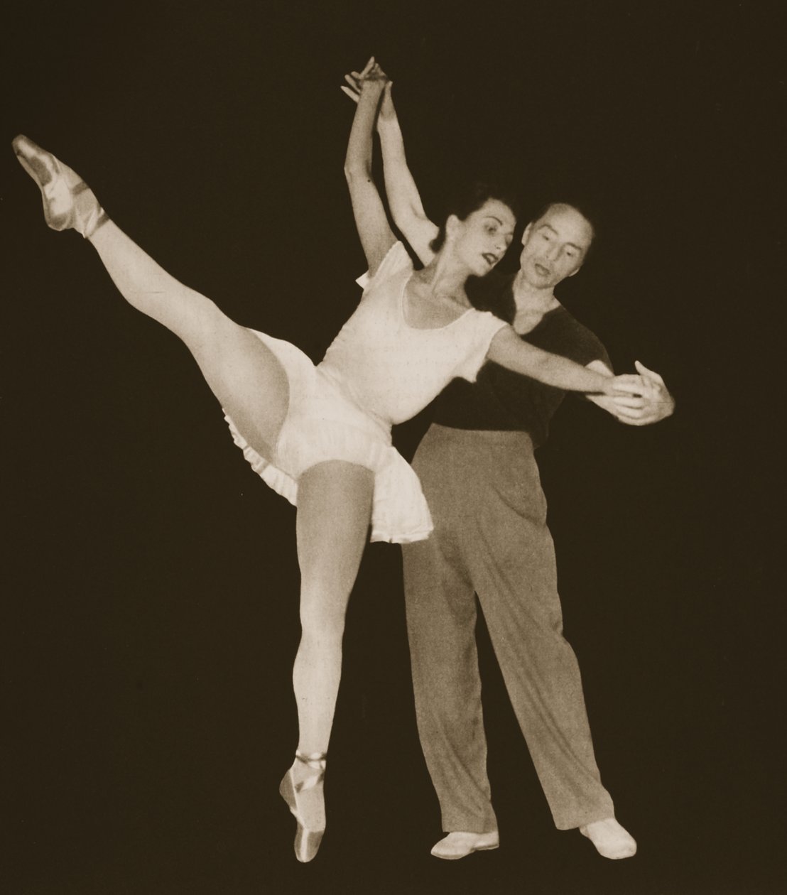 George Balanchine med Tamara Toumanova, fra Grand Ballet de Monte-Carlo, 1949 (fotogravure) af French Photographer
