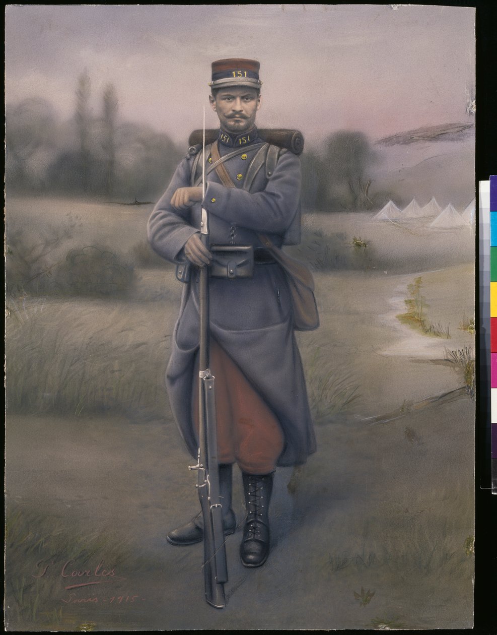 Infanterist af 151. infanteriregiment, 1915 (farvet foto) af French Photographer
