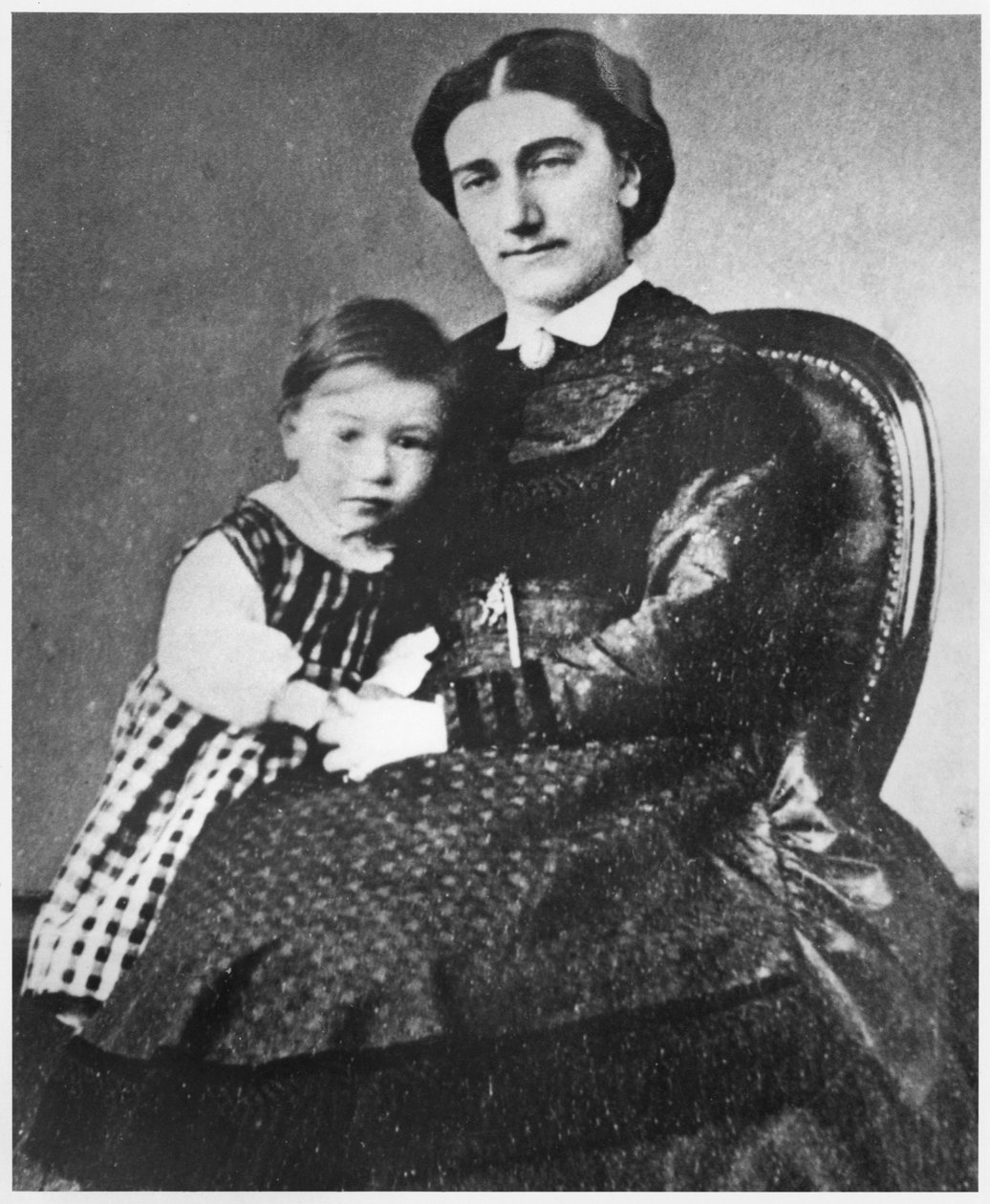 Madame Gide med Andre Gide, 1872 af French Photographer