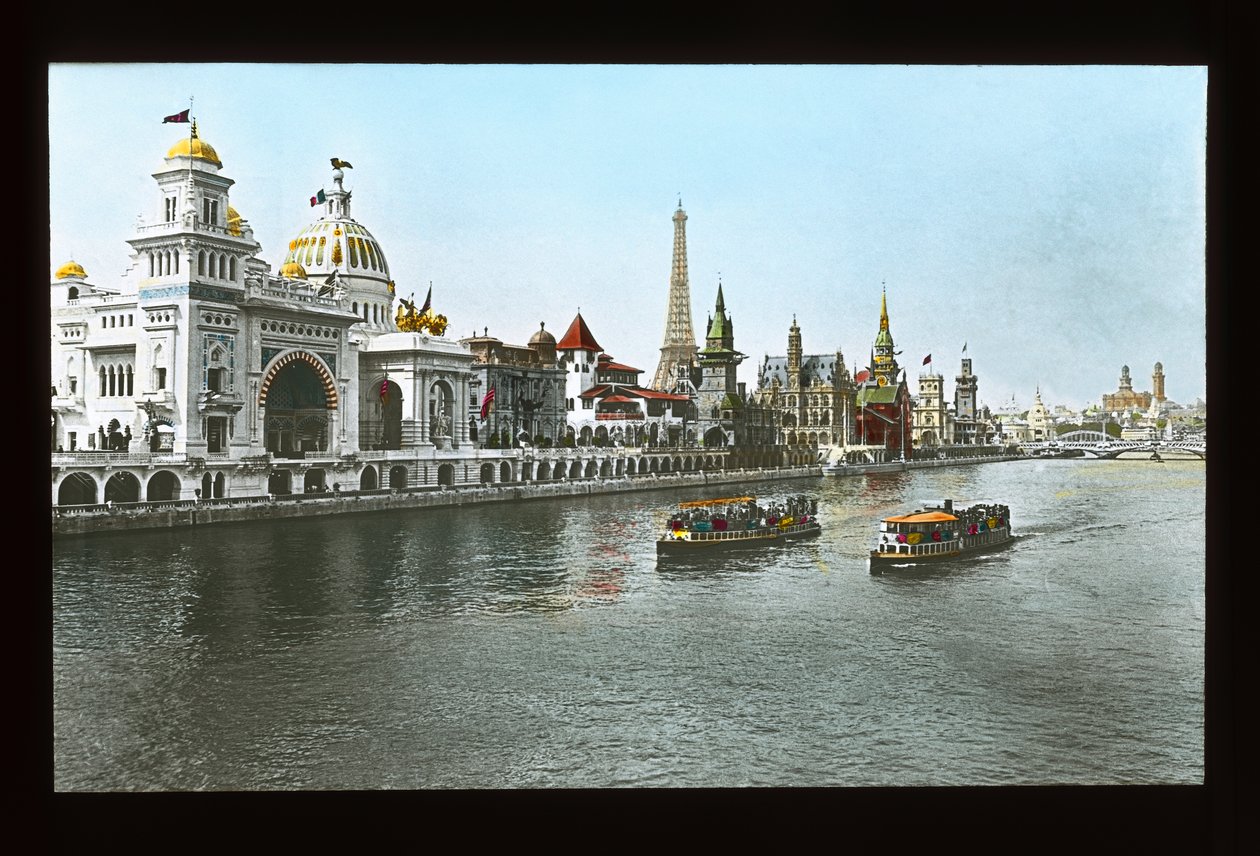 Paris-udstilling: Quai des Nations, den osmanniske pavillon og USA-pavillonen, 1900 (lanternerutsjebane) af French Photographer