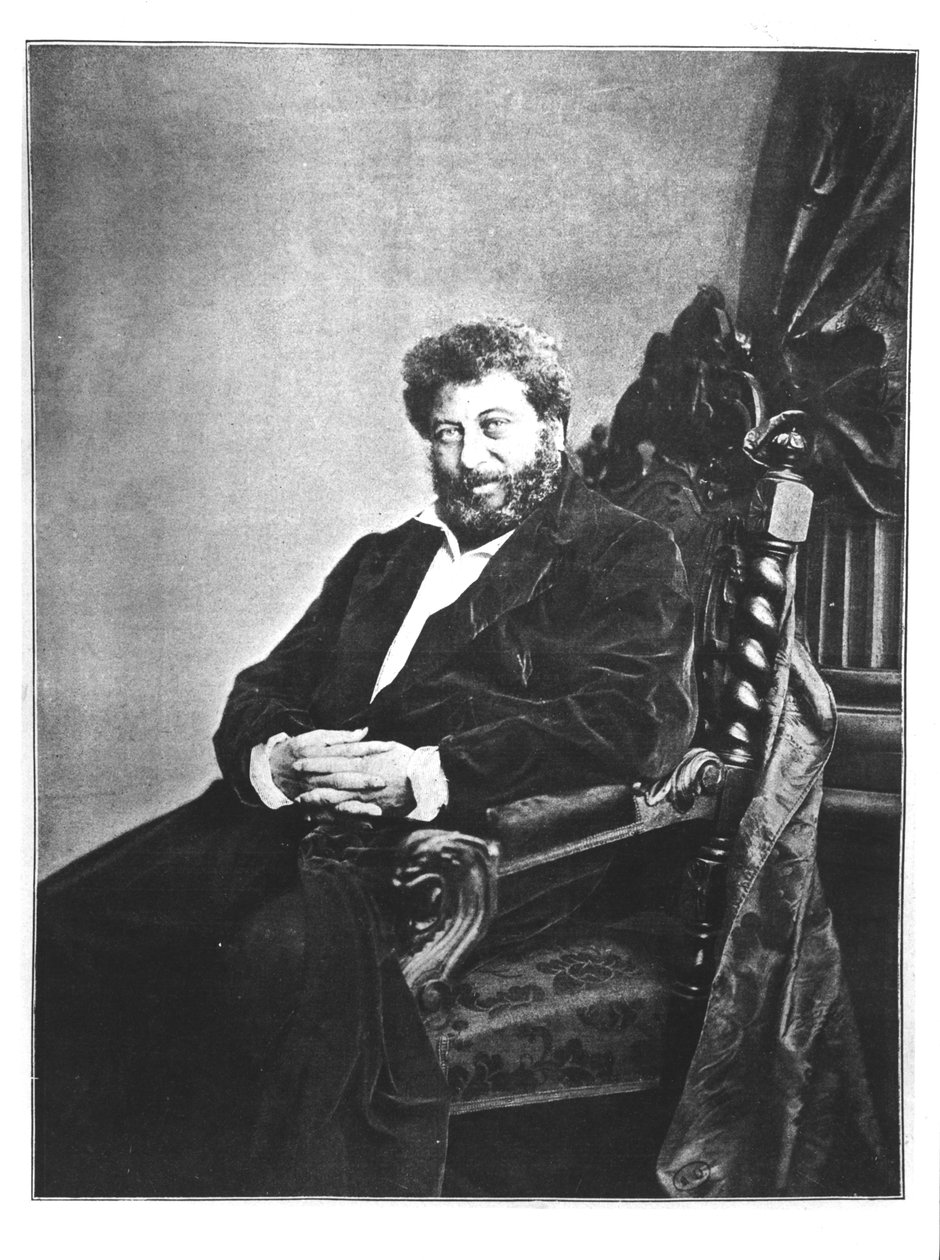 Portræt af Alexandre Dumas pere (1802-70) siddende, 1855 fra Les Annales, 4. september 1904 af French Photographer