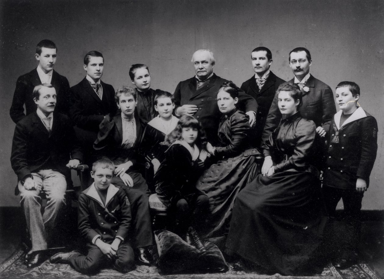 Portræt af en stor familie fra Lyon, slutningen af det 19. århundrede af French Photographer