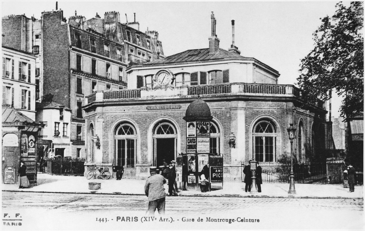 Postkort, der forestiller Montrouge-stationen, Paris, ca. 1900 af French Photographer