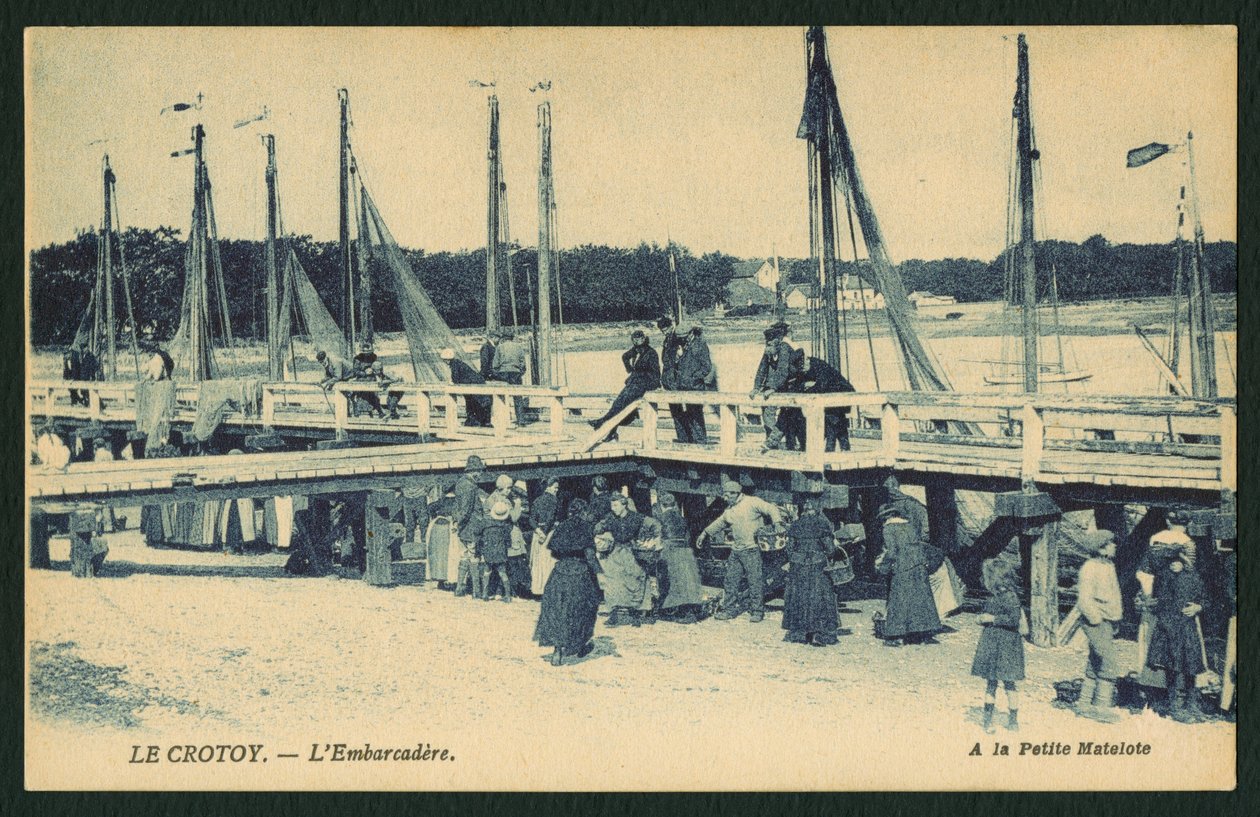 Postkort, der viser landingspladsen ved Le Crotoy, ca. 1900 af French Photographer