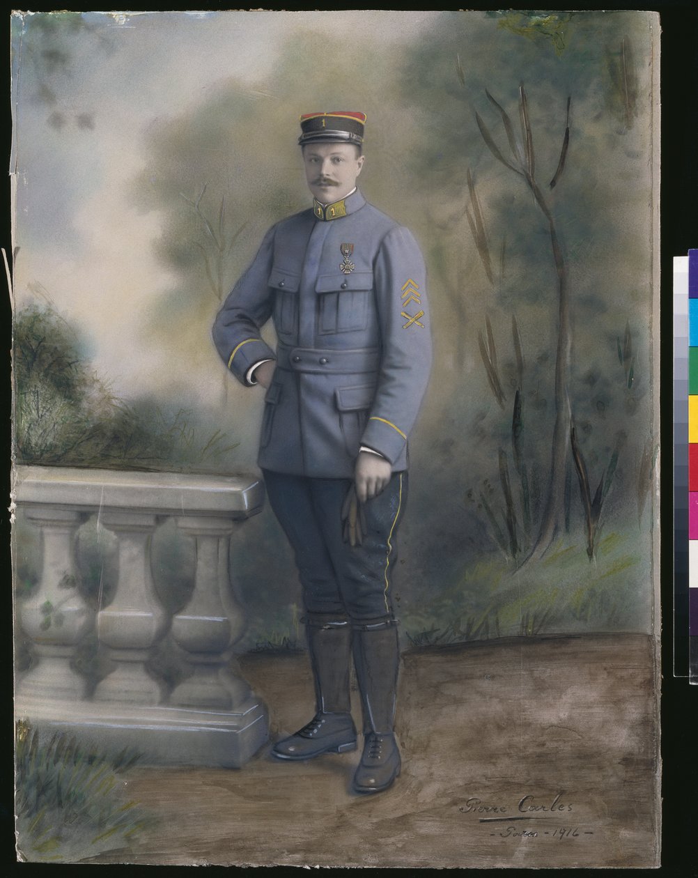 Sekondløjtnant for det første infanteriregiment, 1916 (farvet foto) af French Photographer