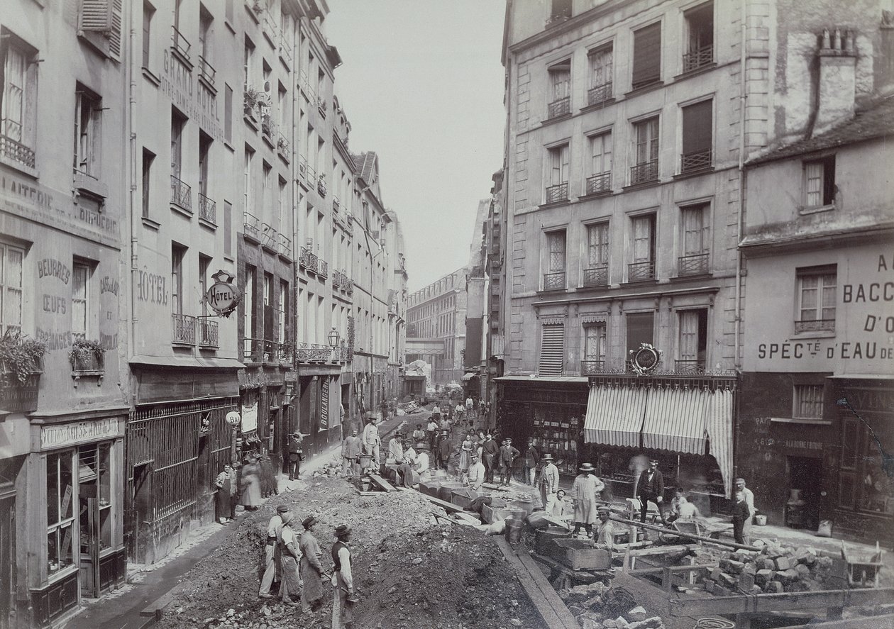 Spildevandsværker i Rue de la Bucherie i Paris, 1889 af French Photographer
