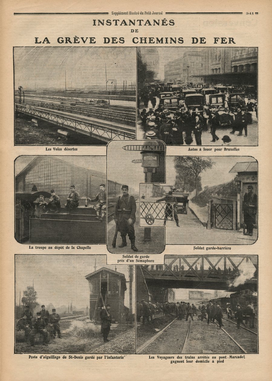 Snapshots af jernbanestrejken, illustration fra "Le Petit Journal", supplement illustre, 23. oktober 1910 af French Photographer