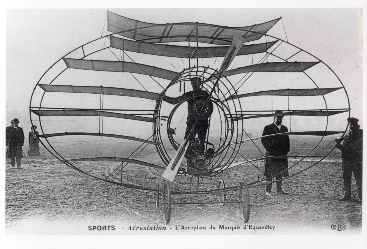 Marquis dEquevilleys flyvemaskine, 1908-10 af French Photographer