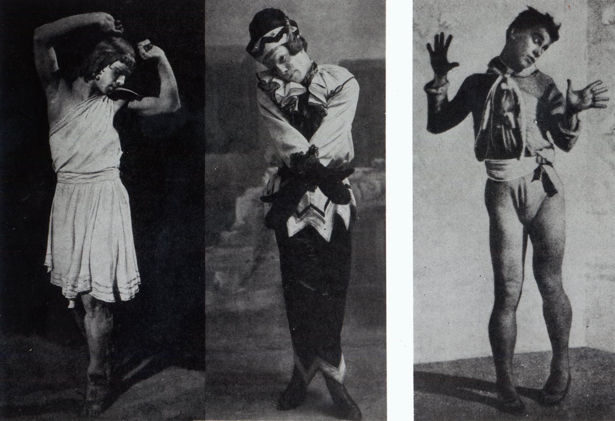 Vaslav Nijinsky i rollen som Narcisse, Petrouchka og Till Eulenspiegel, ca. 1911-16 af French Photographer